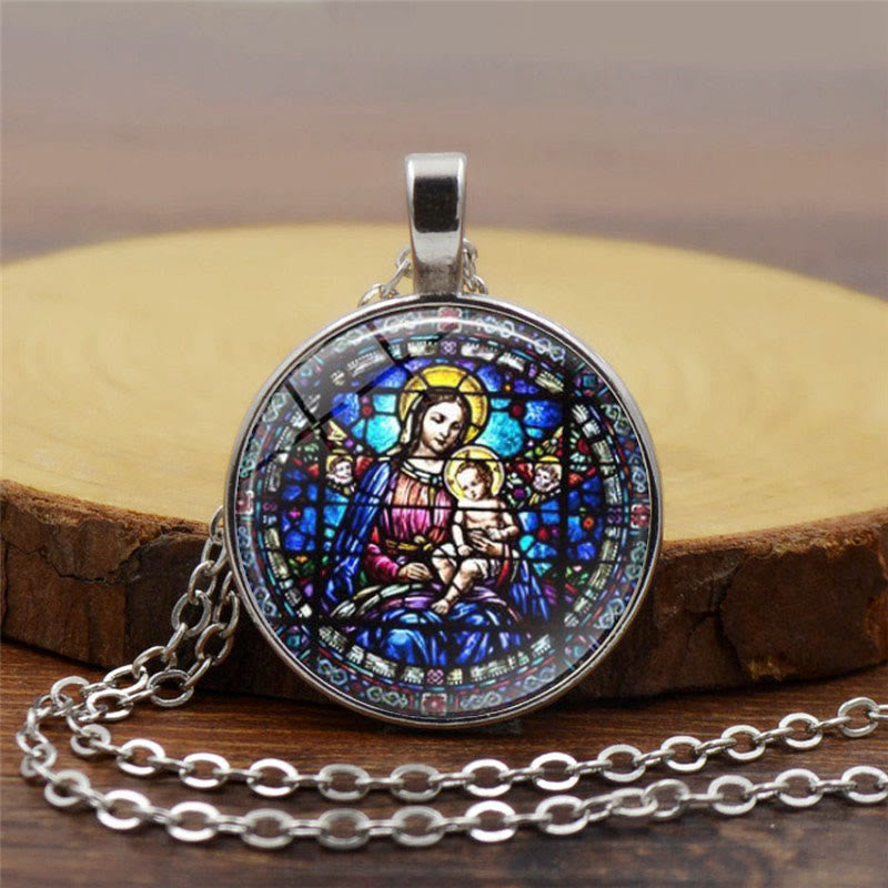Christianartworkshop Scegli la tua collana Blessing Radiant Faith: Madonna con Bambino o Rose di Guadalupe - Madonna col Bambino - Argento - image 1