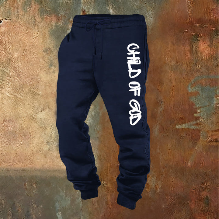 Pantaloni della tuta con citazione del Figlio di Dio ispirata alla fede di Christianartworkshop e lettera in grassetto - Blu navy - 2XL - image 5