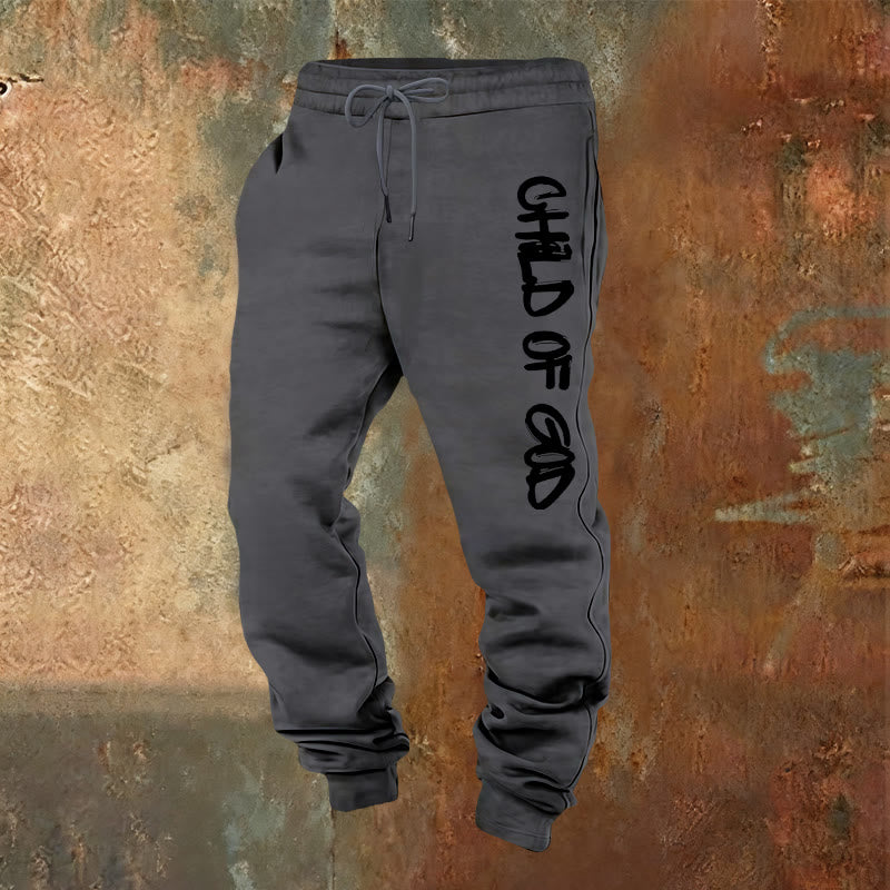 Pantaloni della tuta con citazione del Figlio di Dio ispirata alla fede di Christianartworkshop e lettera in grassetto - Grigio caldo - 2XL - image 13