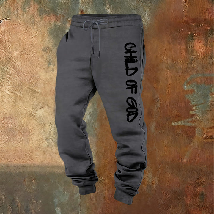 Pantaloni della tuta con citazione del Figlio di Dio ispirata alla fede di Christianartworkshop e lettera in grassetto - Grigio caldo - 2XL - image 13