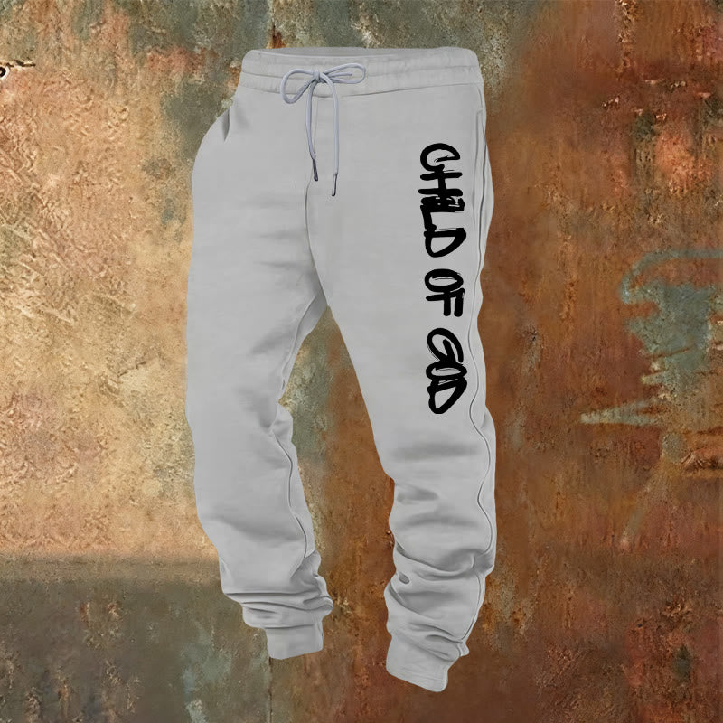 Pantaloni della tuta con citazione del Figlio di Dio ispirata alla fede di Christianartworkshop e lettera in grassetto - Grigio chiaro - 2XL - image 9