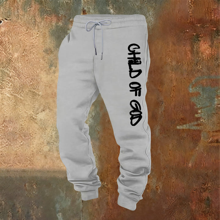 Pantaloni della tuta con citazione del Figlio di Dio ispirata alla fede di Christianartworkshop e lettera in grassetto - Grigio chiaro - 2XL - image 9