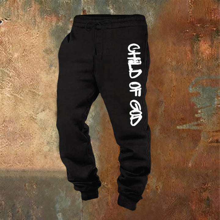 Pantaloni della tuta con citazione del Figlio di Dio ispirata alla fede Christianartworkshop e lettera in grassetto - Nero - 2XL - image 0