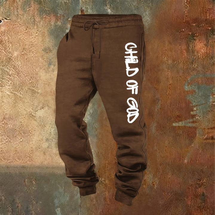 Pantaloni della tuta con citazione del Figlio di Dio ispirata alla fede Christianartworkshop e lettera in grassetto - Marrone - 2XL - image 16
