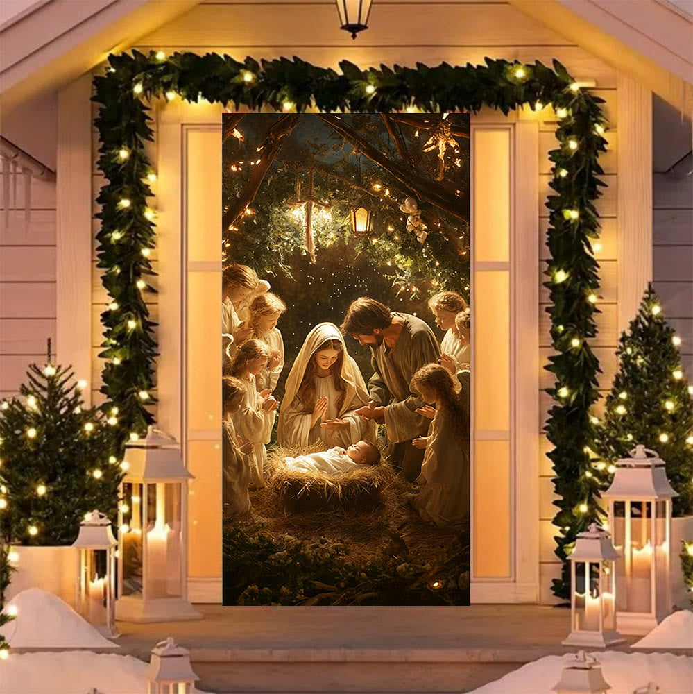 Christianartworkshop Tenda per porta del momento della Natività: Natale fedele e benedizione quotidiana - 36''*80''/91cm*203cm - image 0