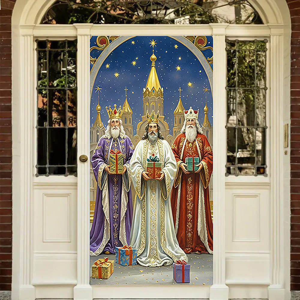 Tenda per porta con regalo della Natività dei Tre Re di Christianartworkshop: Fede natalizia e benedizione festiva - 36''*80''/91cm*203cm - image 0