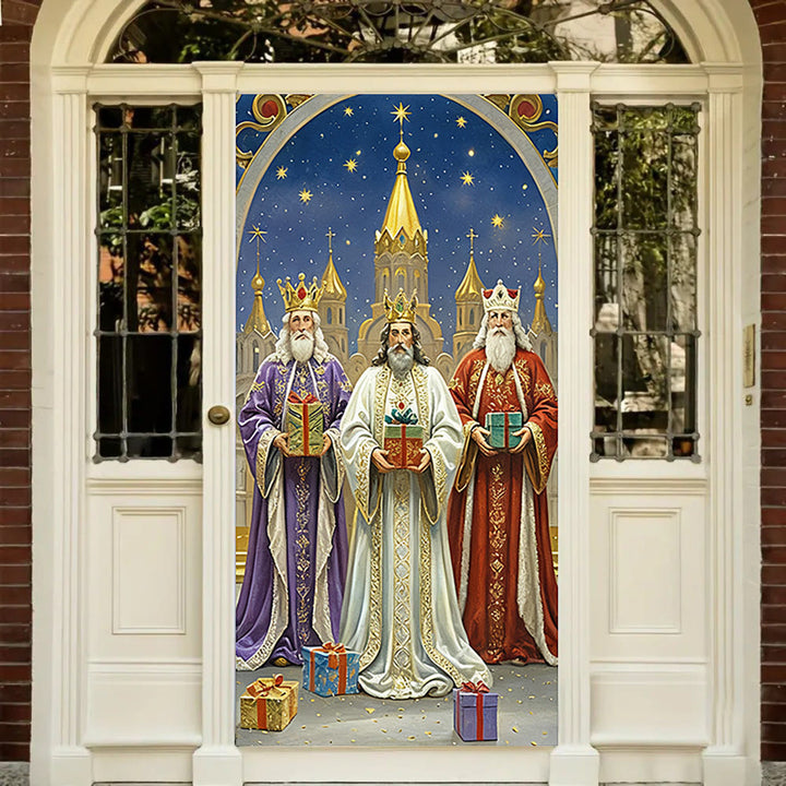 Tenda per porta con regalo della Natività dei Tre Re di Christianartworkshop: Fede natalizia e benedizione festiva - 36''*80''/91cm*203cm - image 0