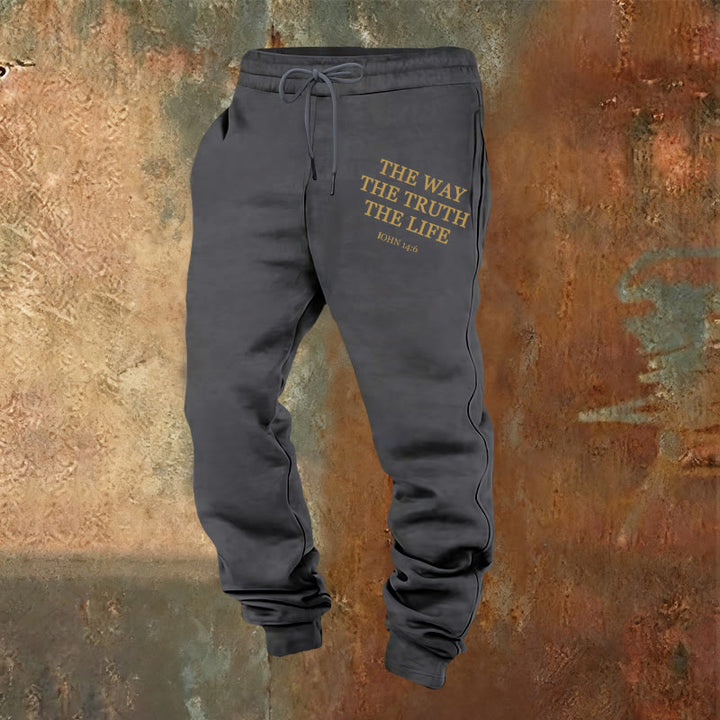 Christianartworkshop Fede in movimento Citazione di Giovanni 14:6 Pantaloni della tuta: cammina secondo la promessa - Grigio caldo - 2XL - image 16