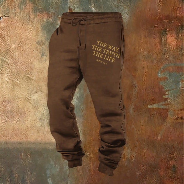 Christianartworkshop Fede in movimento Citazione di Giovanni 14:6 Pantaloni della tuta: cammina secondo la promessa - Marrone - 2XL - image 0