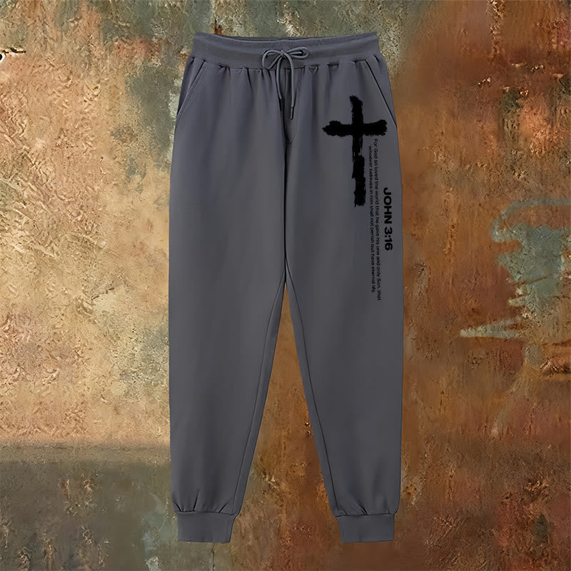 Christianartworkshop Giovanni 3:16 Dichiarazione Pennello Croce Scrittura Pantaloni della tuta: Cammina il Vangelo - image 14