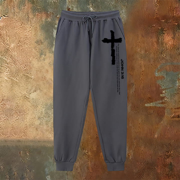 Christianartworkshop Giovanni 3:16 Dichiarazione Pennello Croce Scrittura Pantaloni della tuta: Cammina il Vangelo - image 14