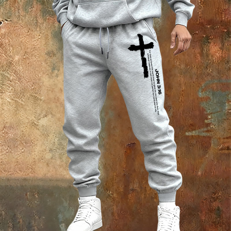 Christianartworkshop Giovanni 3:16 Dichiarazione Pennello Croce Scrittura Pantaloni della tuta: Cammina il Vangelo - image 1
