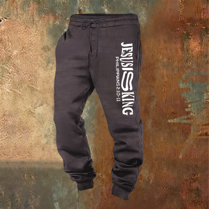 Christianartworkshop Adorazione e strada Gesù è il re Pantaloni della tuta con le Scritture: Kingdom Street Limited - Grigio scuro - 2XL - image 20
