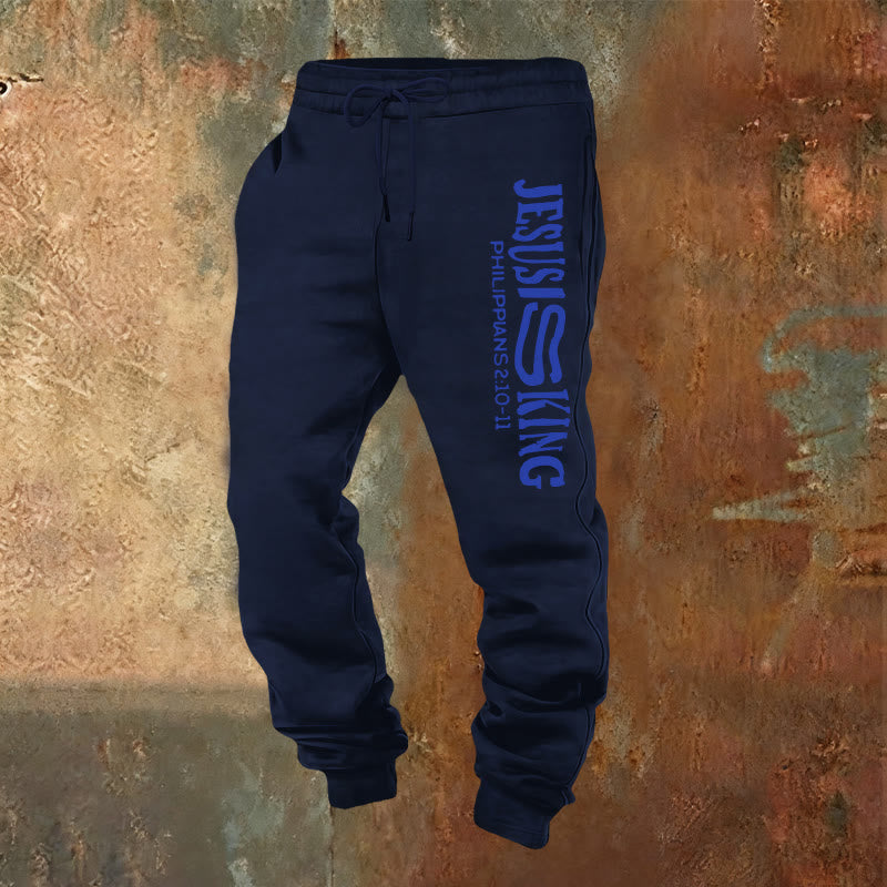 Christianartworkshop Adorazione e strada Gesù è il re Pantaloni della tuta con le Scritture: Kingdom Street Limited - Blu navy - 2XL - image 8