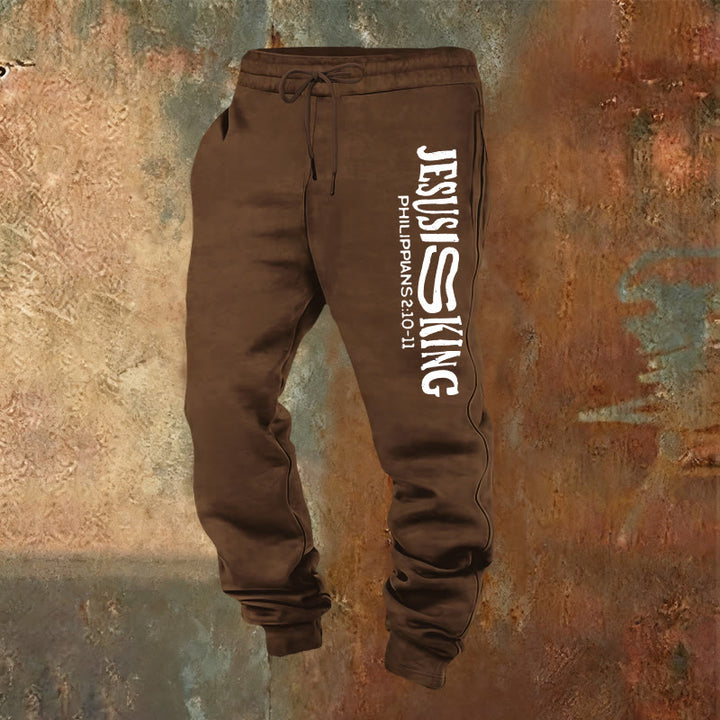 Christianartworkshop Adorazione e strada Gesù è il re Pantaloni della tuta con le Scritture: Kingdom Street Limited - Marrone - 2XL - image 16