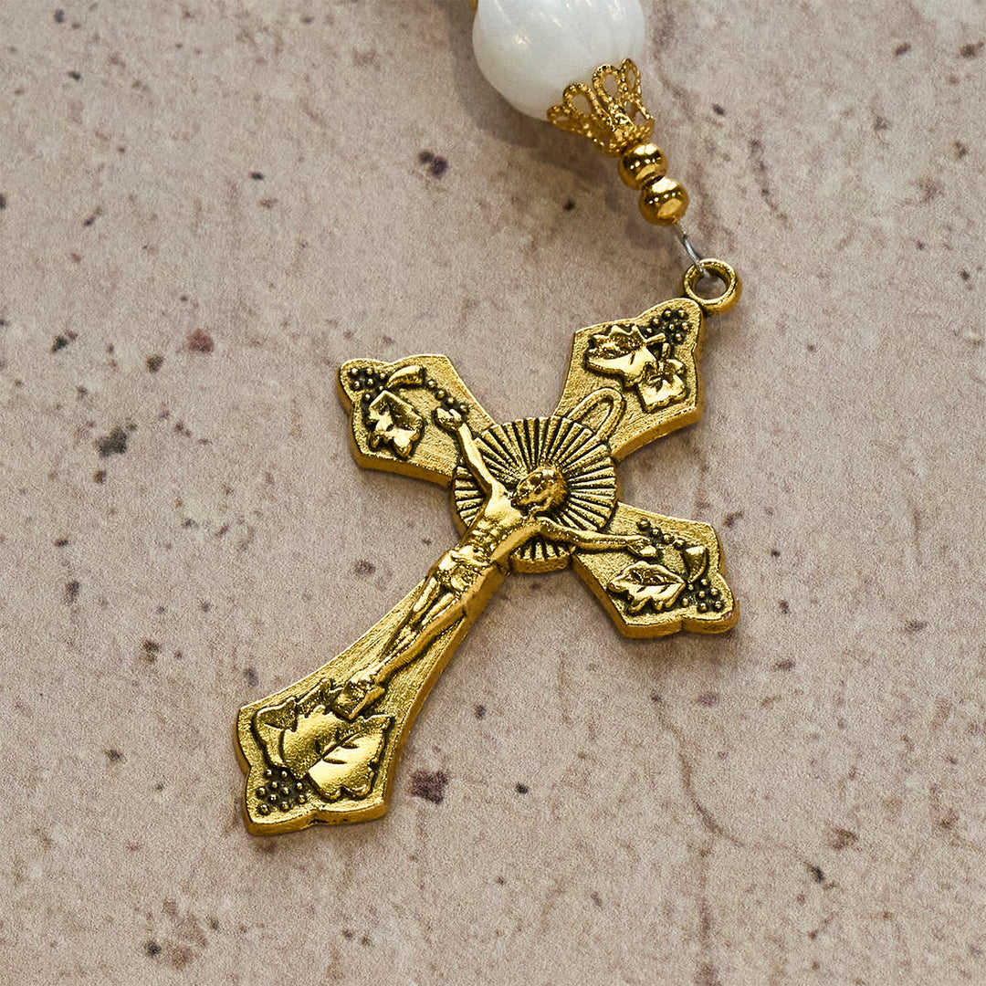 Christianartworkshop Regalo di Natale: Rosario di perline di vetro rosso-blu natalizio: Medaglia della Madonna e Croce Ornata - image 15