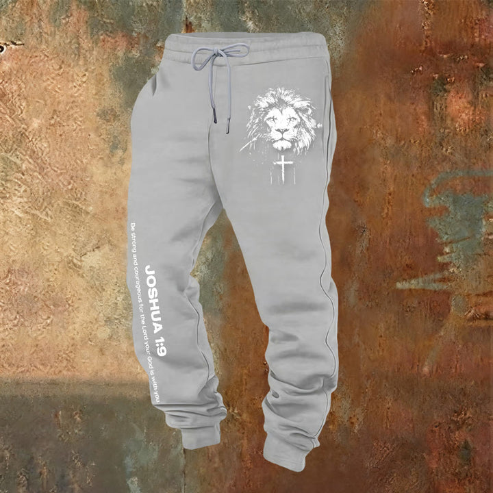 Pantaloni della tuta del Leone di Giuda Christianartworkshop : versetto di Giosuè 1:9 in carboncino - Grigio chiaro - 2XL - image 12