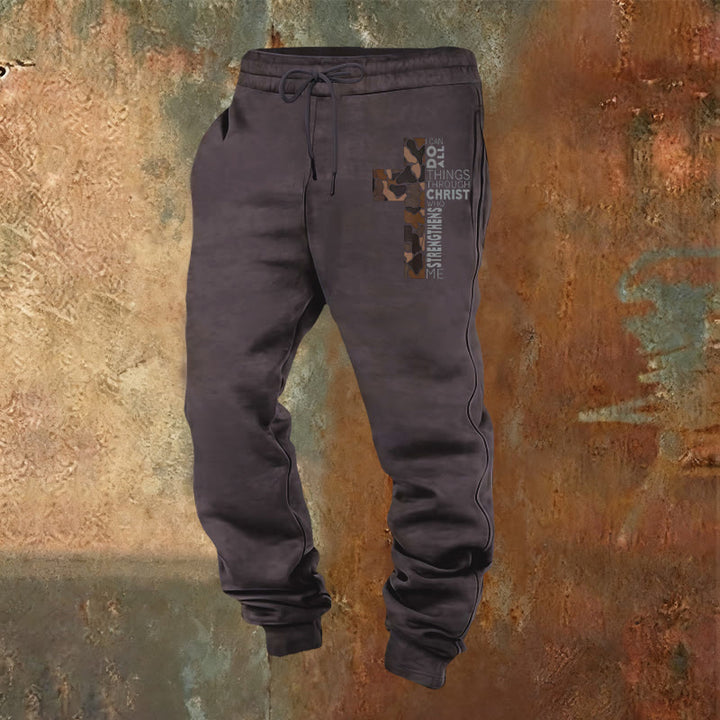 Christianartworkshop Disciple Edition Filippesi 4:13 Pantaloni della tuta mimetici con croce - Grigio scuro - 2XL - image 21