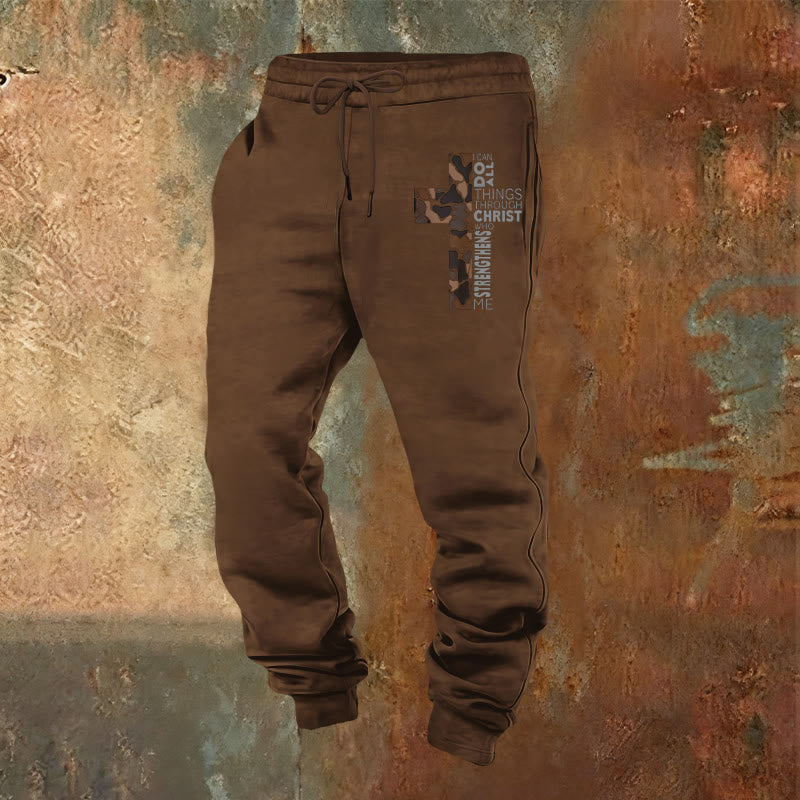 Christianartworkshop Disciple Edition Filippesi 4:13 Pantaloni della tuta mimetici con croce - Marrone - 2XL - image 16