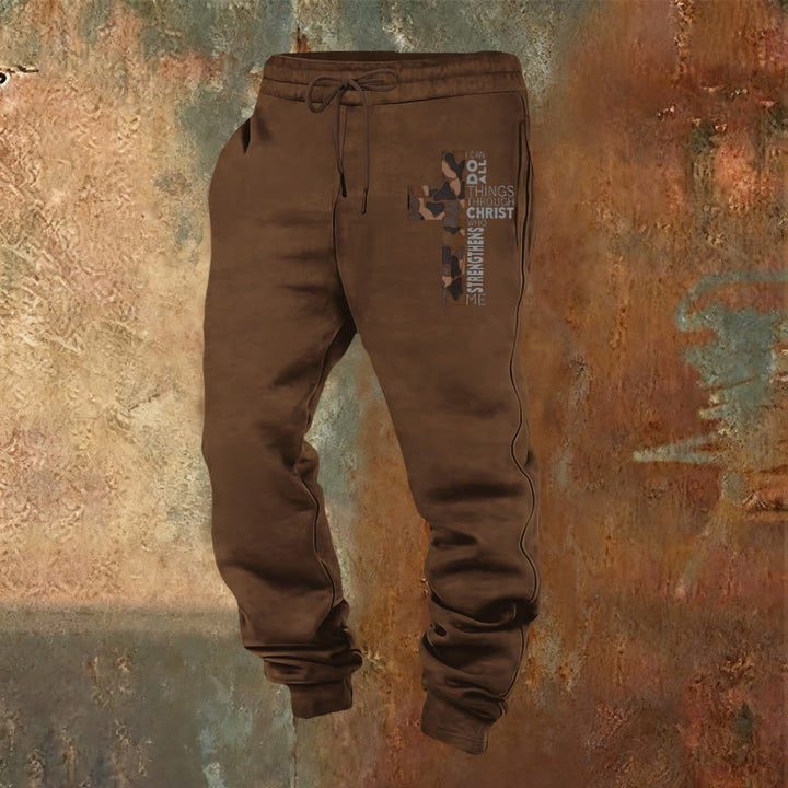 Christianartworkshop Disciple Edition Filippesi 4:13 Pantaloni della tuta mimetici con croce - Marrone - 2XL - image 16