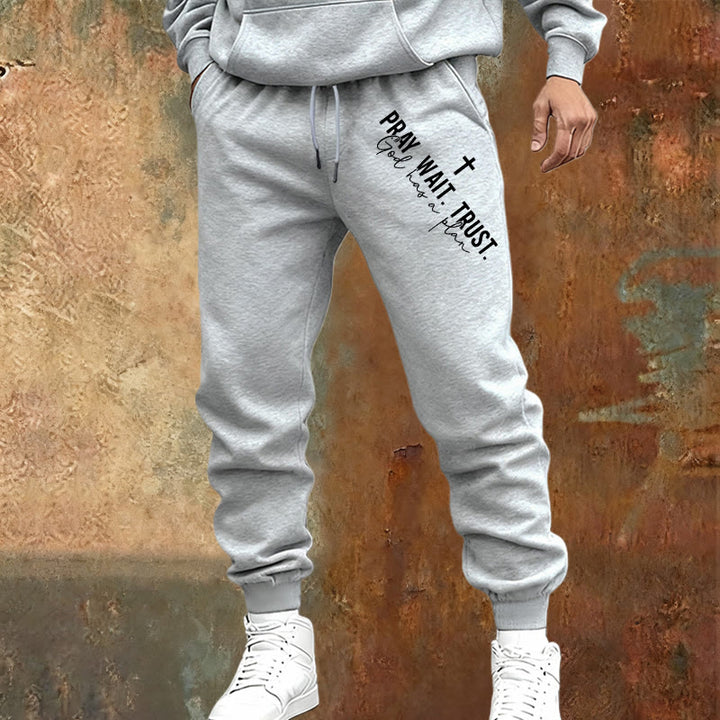 Pantaloni della tuta con dichiarazione di fede "Prega, aspetta e fidati" Christianartworkshop : mantra di fede laterale sui fianchi - image 9