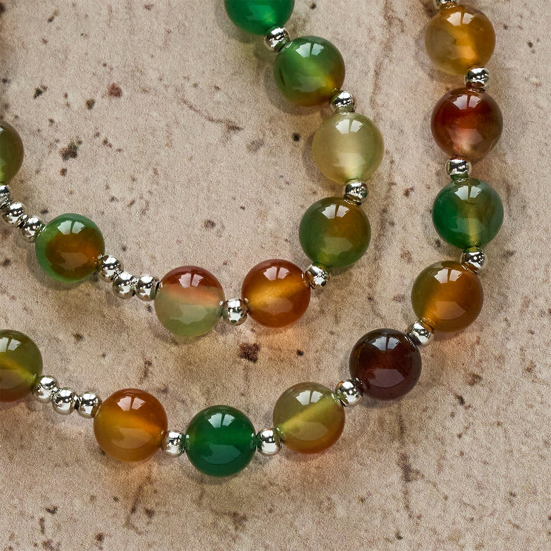 Bracciale rosario multistrato in malachite natalizia Christianartworkshop con croce e medaglia - image 7