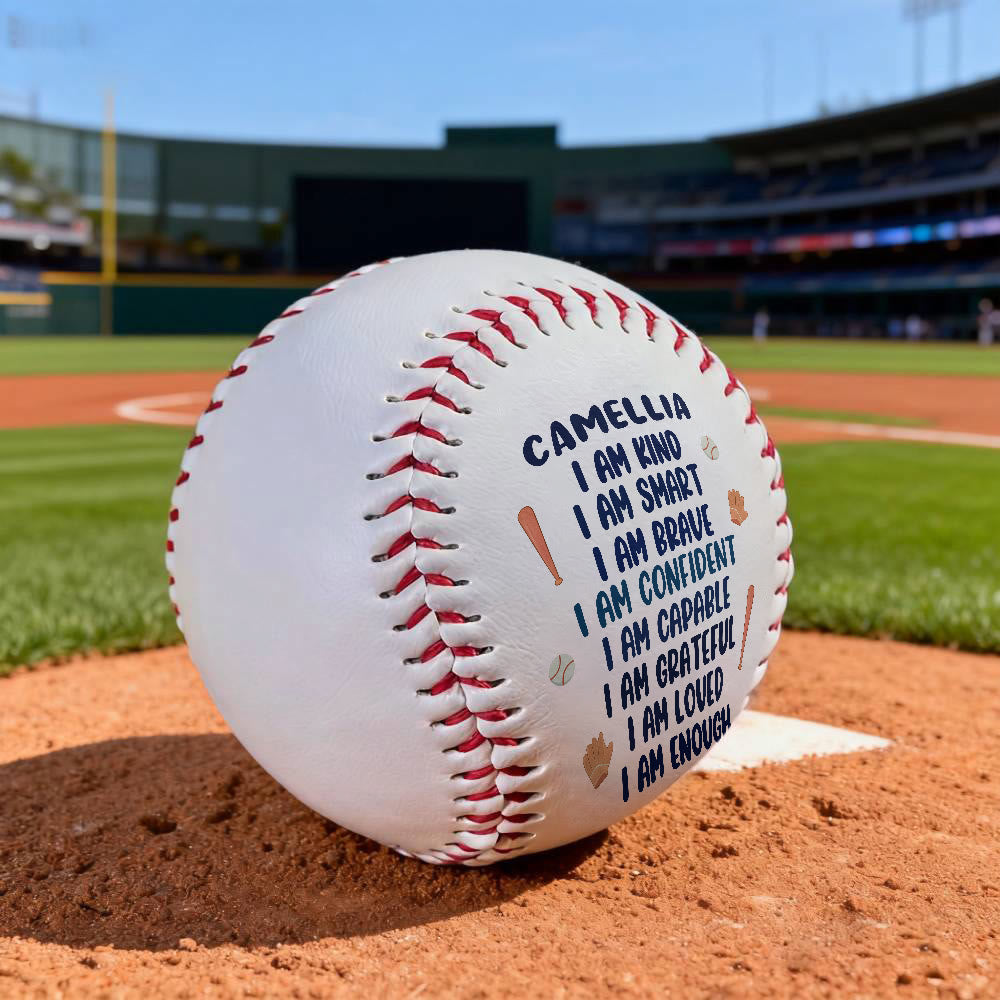 Christianartworkshop Divine Worth Baseball: Nome personalizzato e affermazioni "Io sono" per l'identità data da Dio - Softball con le Scritture - image 0