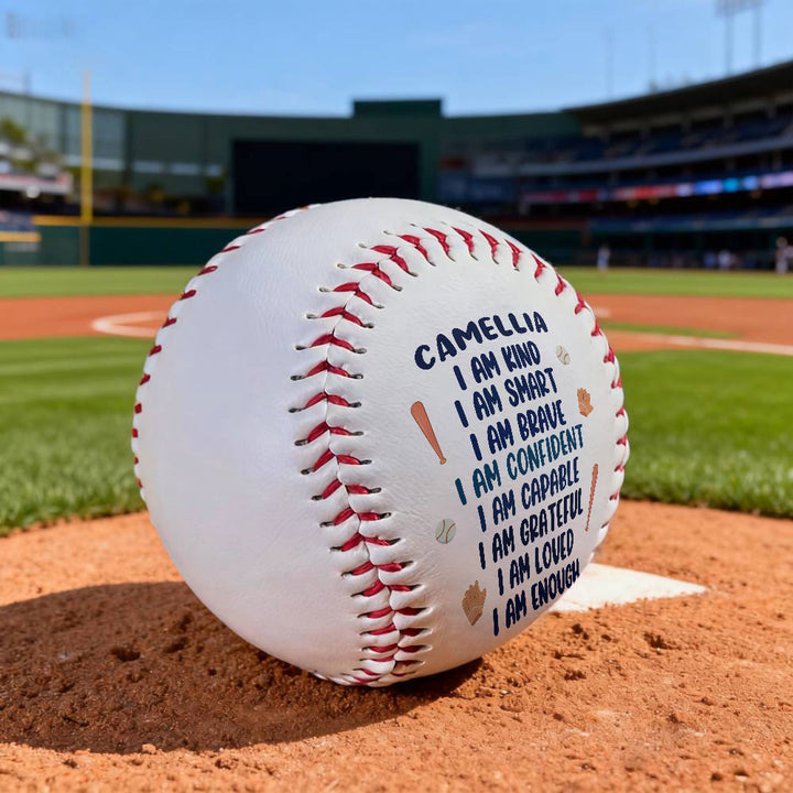 Christianartworkshop Divine Worth Baseball: Nome personalizzato e affermazioni "Io sono" per l'identità data da Dio - Softball con le Scritture - image 0