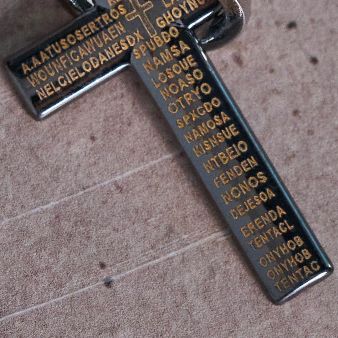 Collana con ciondolo a croce con anello intrecciato del Padre Nostro Christianartworkshop : stile audace e significato sacro - image 5