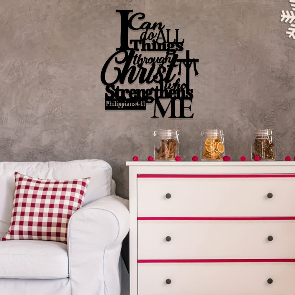 Christianartworkshop Decorazione murale in metallo "Per mezzo di Cristo che mi rafforza": ispirata a Filippesi 4:13 - image 3