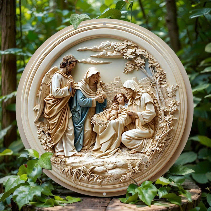 Christianartworkshop Decorazioni da appendere alla scena della Natività Sacra Famiglia: simbolo di fede quotidiana e natalizia - Presepe-2 - image 1