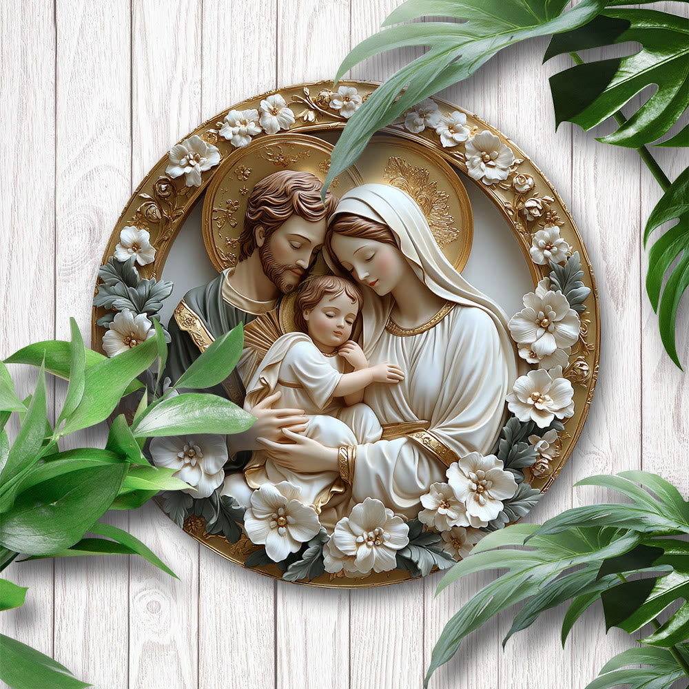 Christianartworkshop Arte Floreale Sacra Famiglia Ornamenti Sospesi: Un Decoro Artistico Fedele - Sacra Famiglia-4 - image 4