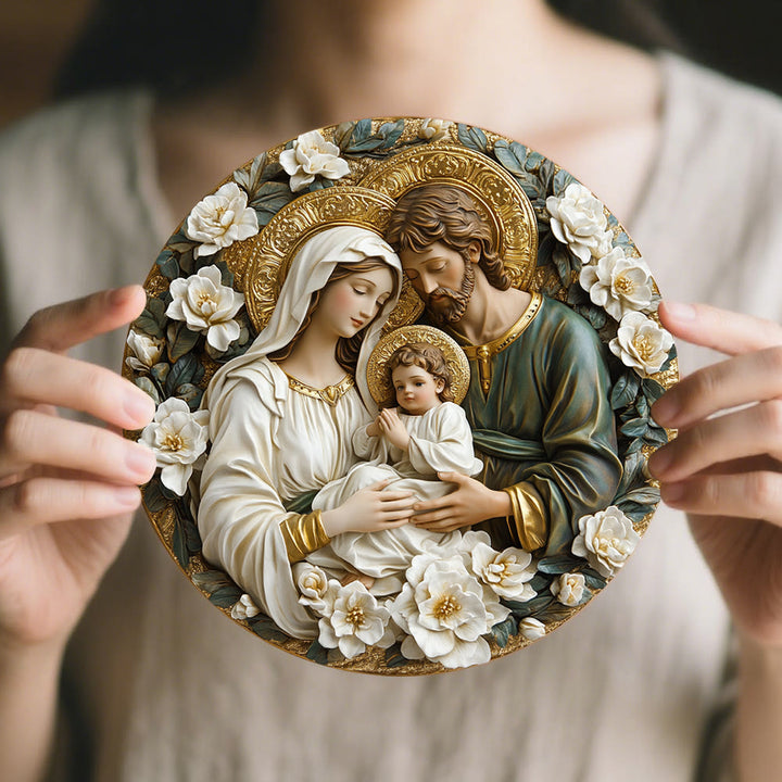 Christianartworkshop Arte Floreale Sacra Famiglia Ornamenti Sospesi: Un Decoro Artistico Fedele - Sacra Famiglia-2 - image 2