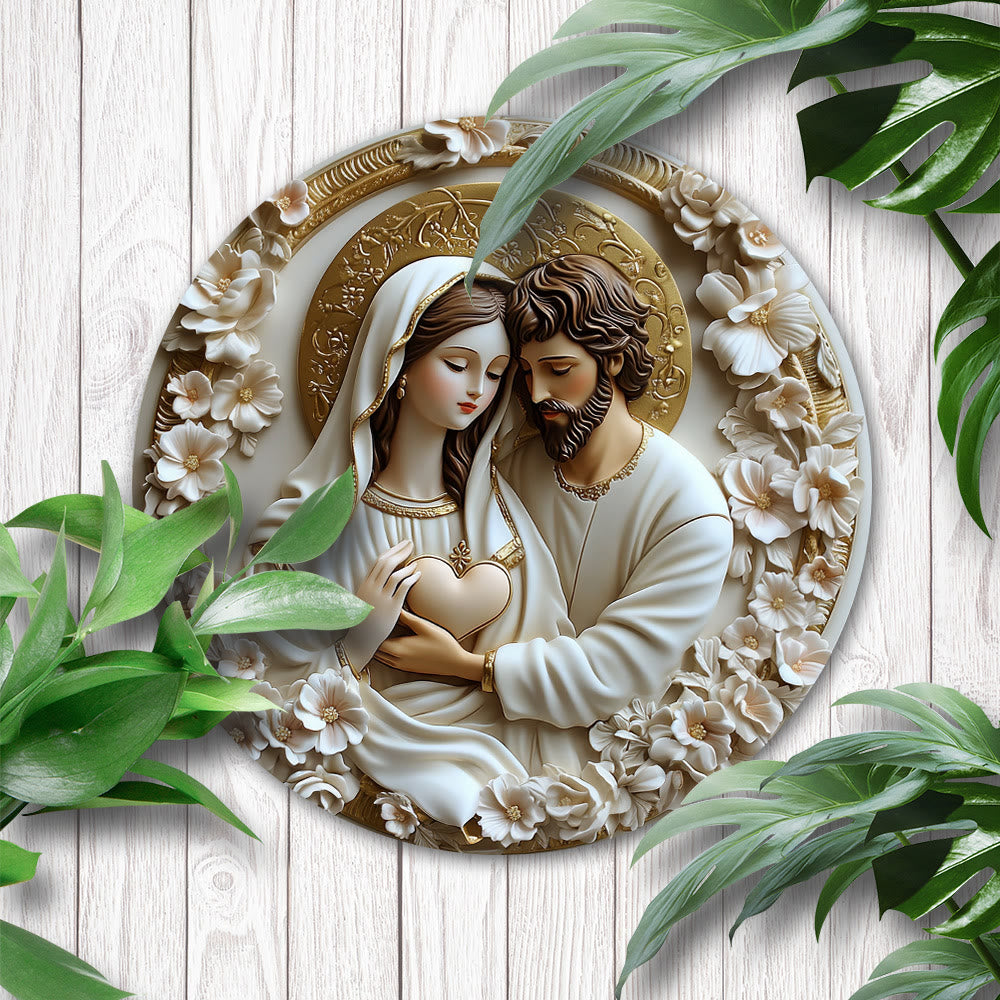 Christianartworkshop Arte Floreale Sacra Famiglia Ornamenti Sospesi: Un Decoro Artistico Fedele - Sacra Famiglia-3 - image 3