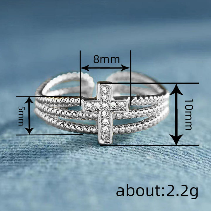 Christianartworkshop Anello con croce scintillante: zircone - Design tempestato di borchie per la fede - Driven Gifting - image 6