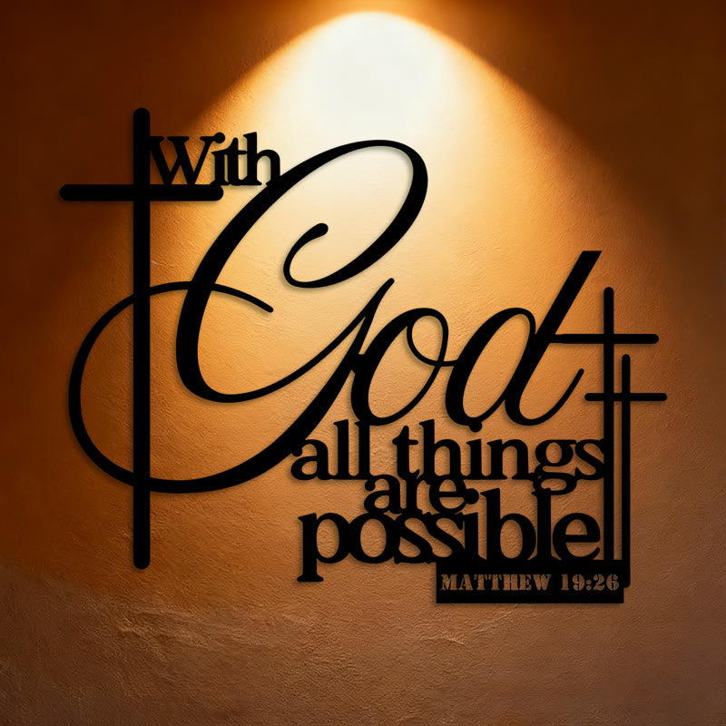 Christianartworkshop Decorazione da parete in metallo con croce di Matteo 19:26: fede che rafforza - 15,75''*12,85''/40*32,63 cm - image 0