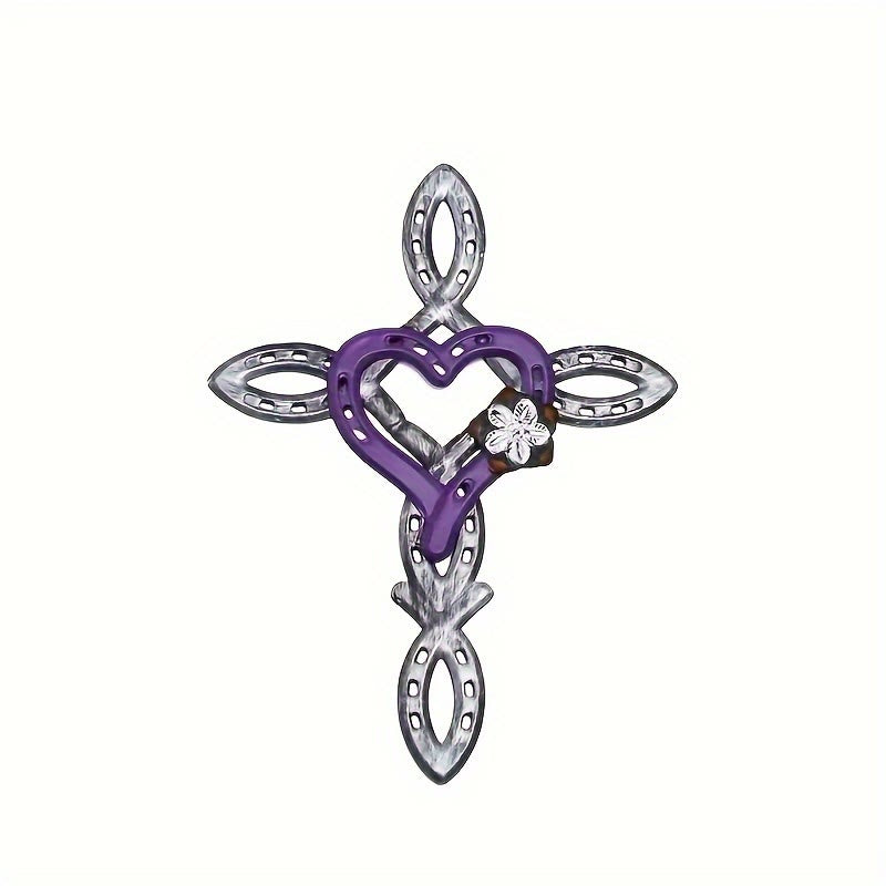 Christianartworkshop Croce a ferro di cavallo con decorazione da parete a forma di cuore: amore e fede per spazi spirituali - image 1