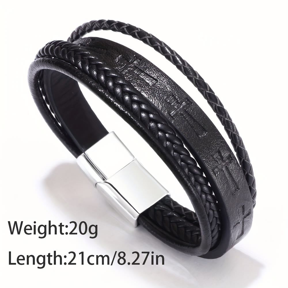 Bracciale con croce in pelle intrecciata di Christianartworkshop: una dichiarazione di fede robusta per la devozione quotidiana - image 4