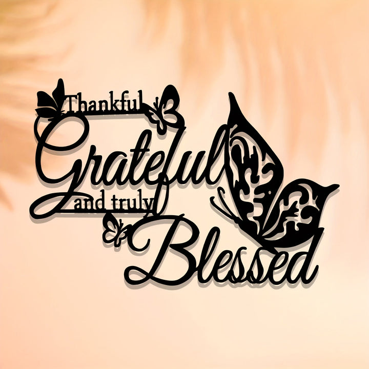 Christianartworkshop Decorazione da parete in metallo a forma di farfalla benedetta e riconoscente: accento di fede riconoscente per la casa - image 5