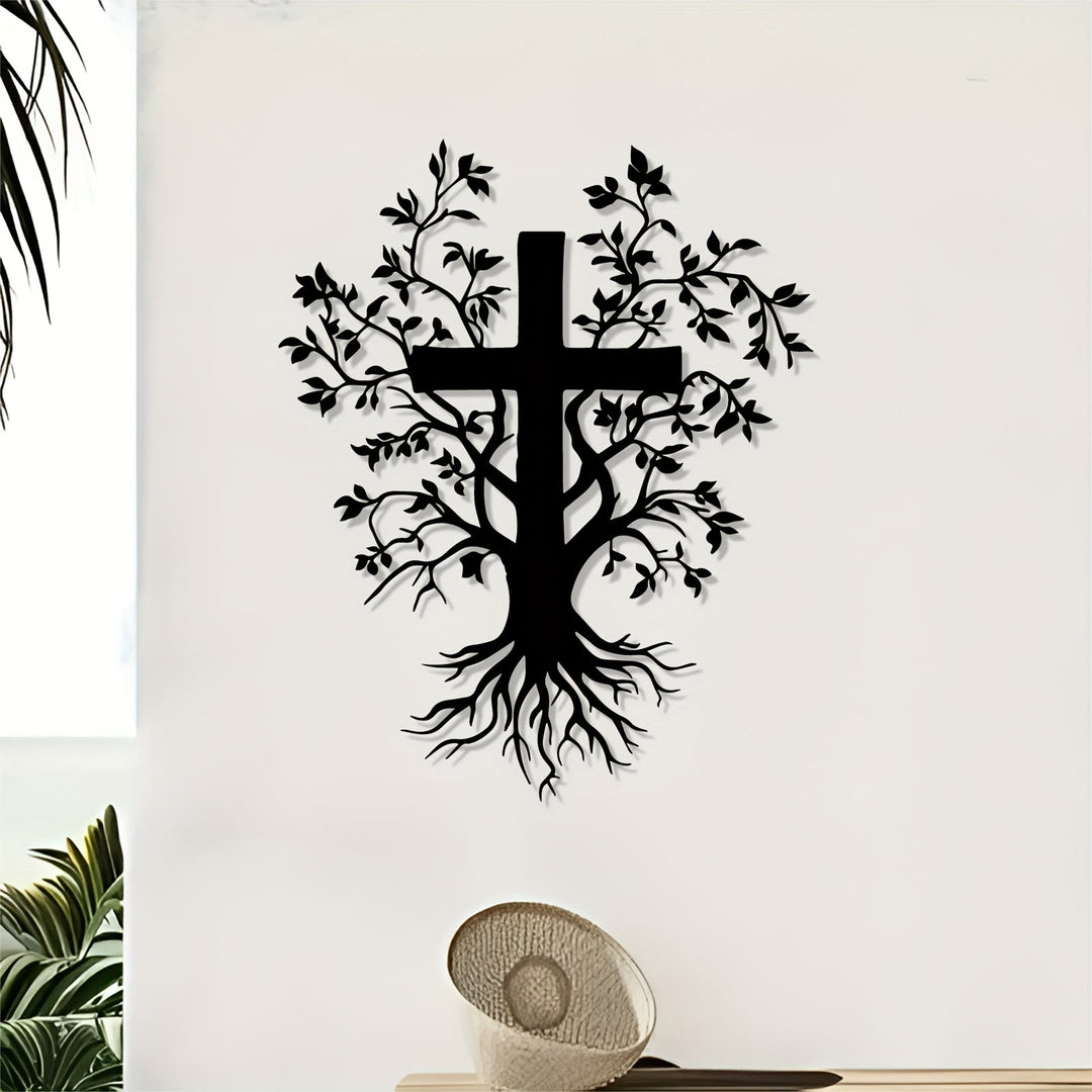Christianartworkshop Promemoria quotidiano di fede Decorazione da parete in metallo: albero a croce per una vita spirituale - image 4