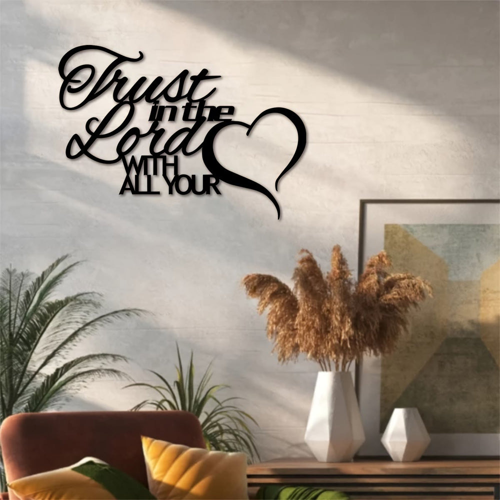 Christianartworkshop Confida nel Signore Decorazione da parete in metallo a forma di cuore: Fedele garanzia per la casa spirituale - image 1