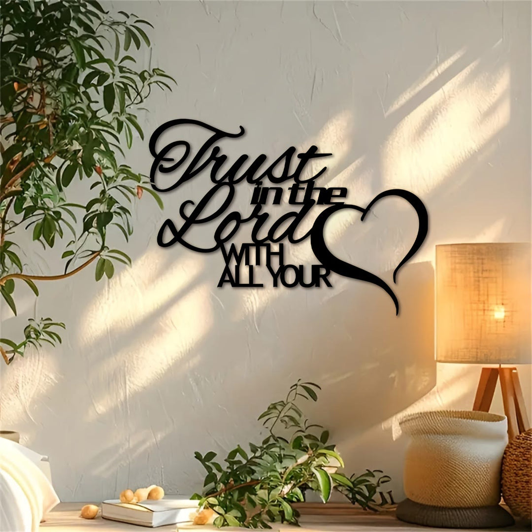 Christianartworkshop Confida nel Signore Decorazione da parete in metallo a forma di cuore: Fedele garanzia per la casa spirituale - Nero - 15,75''*11,10''/40*28,2 cm - image 0