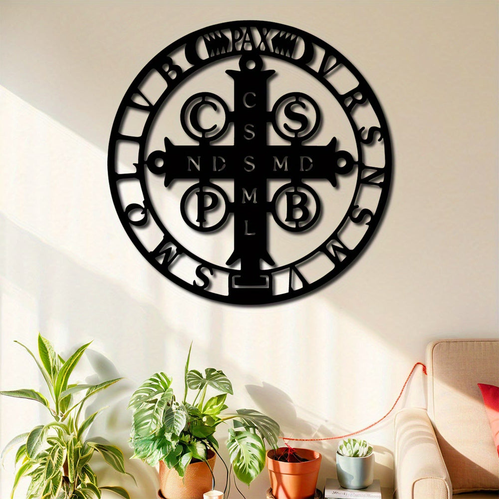 Christianartworkshop Decorazione da parete in metallo con croce di San Benedetto: fede elegante per le pareti di casa - image 1