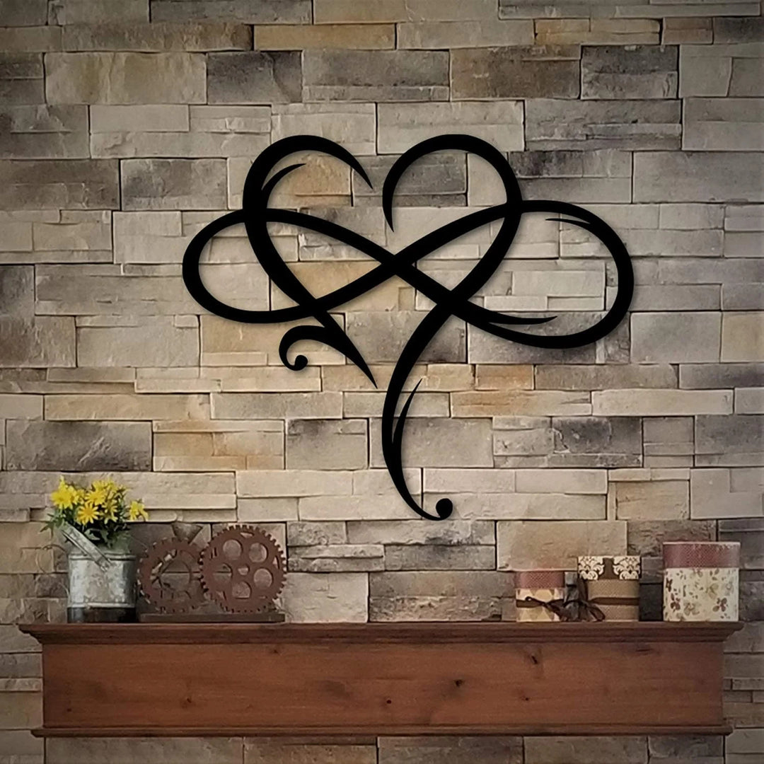 Decorazione murale in metallo a forma di croce con cuore e fede Christianartworkshop : amore spirituale e devozione duratura. - Nero - 15,75''*13,41''/40*34,07 - image 0