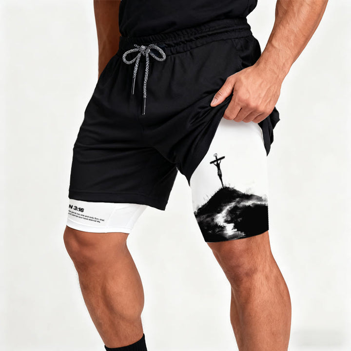 Christianartworkshop Giovanni 3:16 La Croce Performance Shorts - image 8