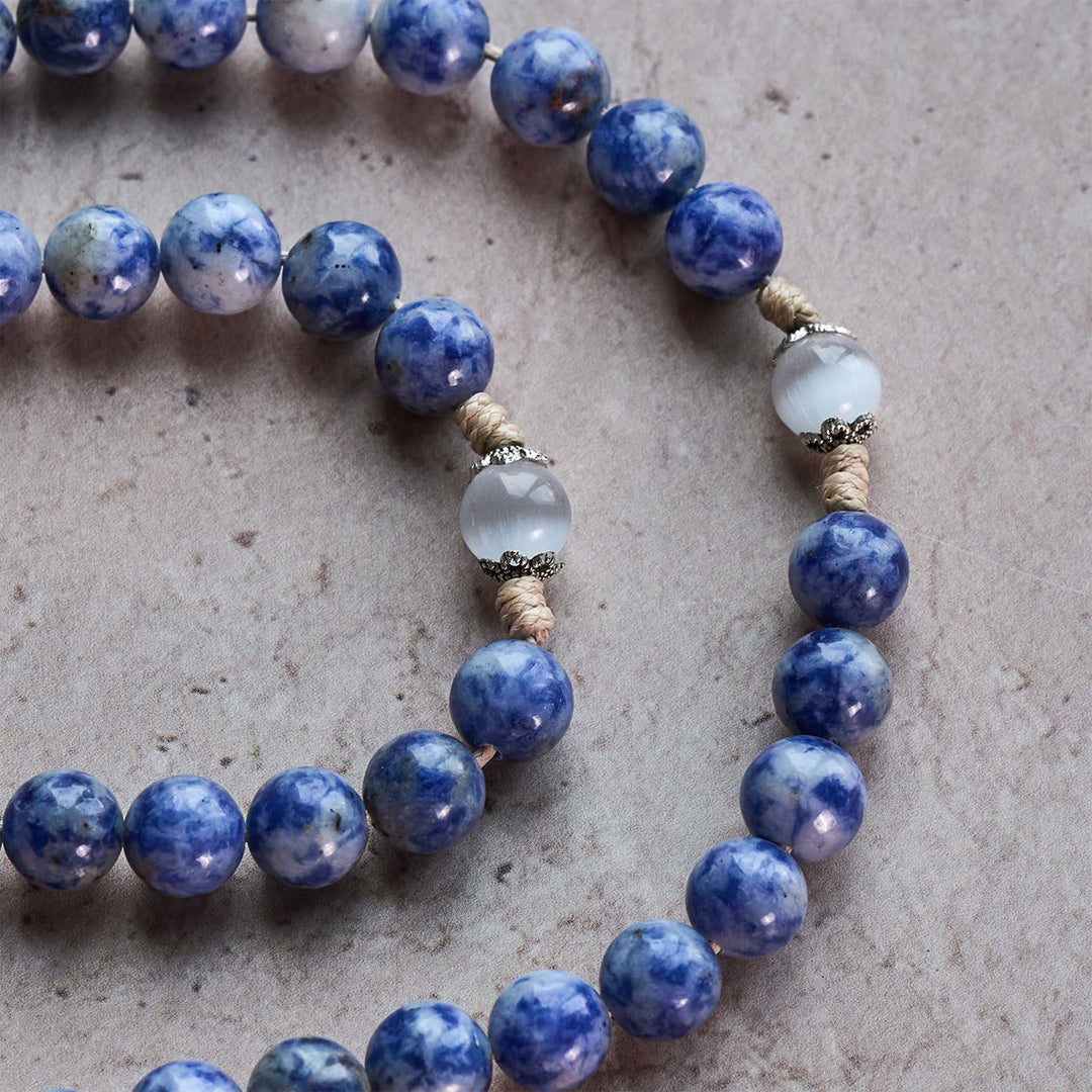 Christianartworkshop Rosario con cordino in nylon con Cuore Immacolato di Maria e Crocifisso in pietra blu rotonda da 8 mm - image 10