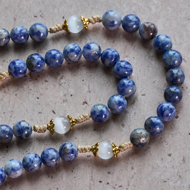 Christianartworkshop Rosario con cordino in nylon con Cuore Immacolato di Maria e Crocifisso in pietra blu rotonda da 8 mm - image 3