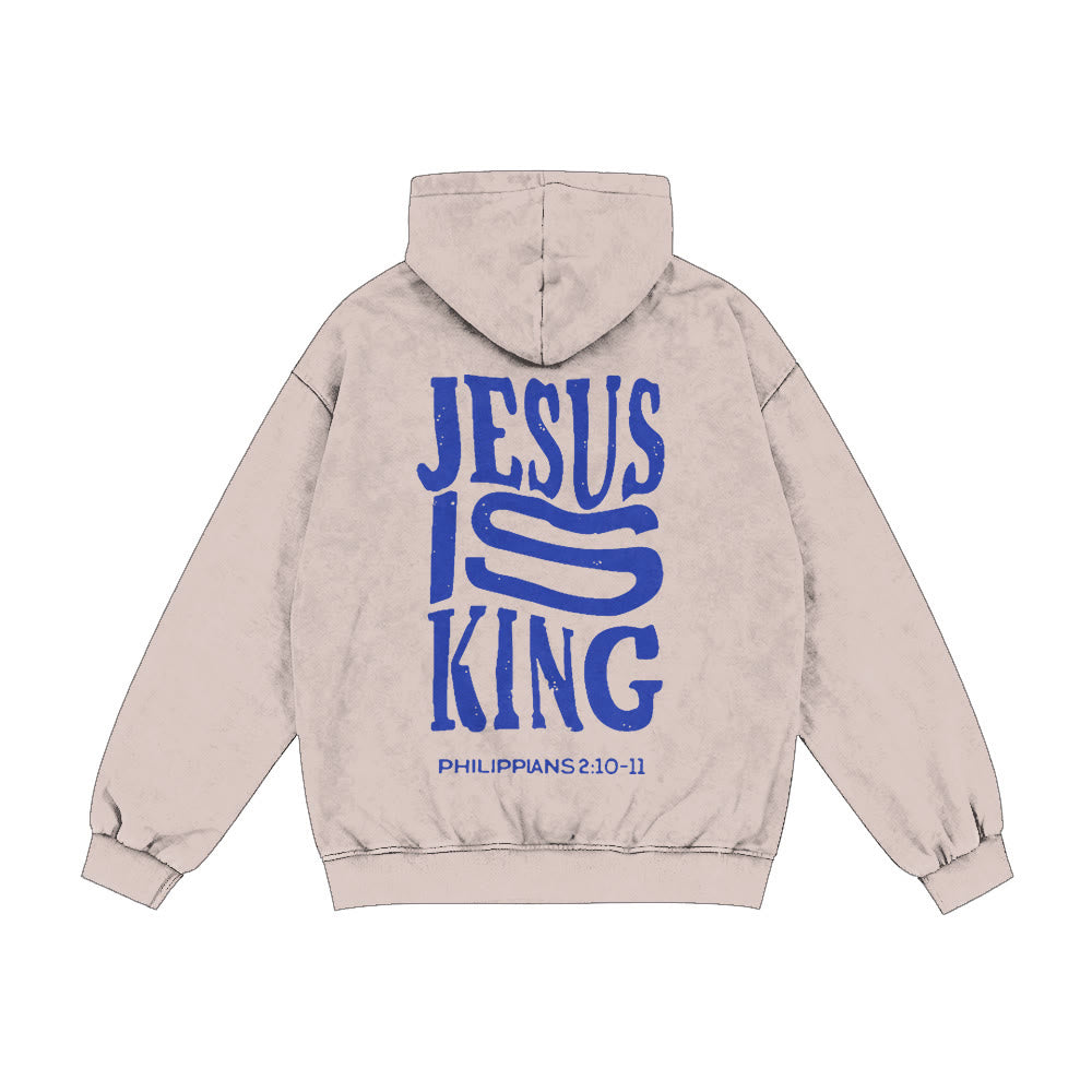 Christianartworkshop Giacca con cappuccio Gesù è re: Filippesi 2:10-11 Dichiarazione di fede - Albicocca - 2XL - image 7