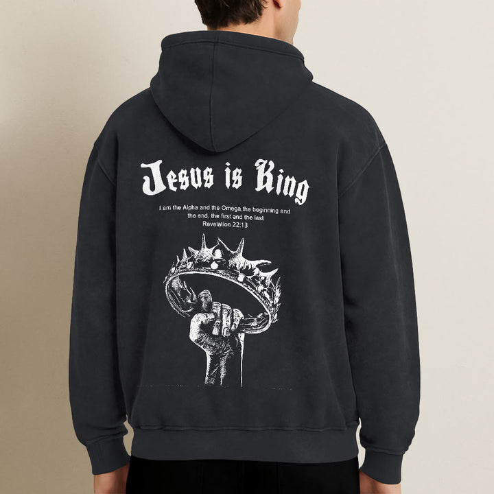 Christianartworkshop Giacca con cappuccio Gesù è Re: fede elegante con Apocalisse 22:13 - image 18