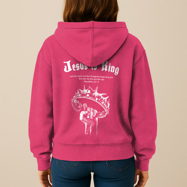 Christianartworkshop Giacca con cappuccio Gesù è Re: fede elegante con Apocalisse 22:13 - image 28